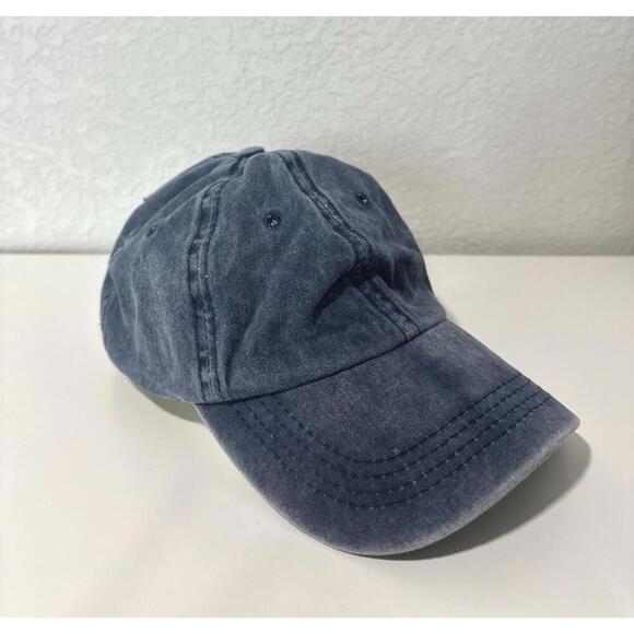 Light Washed Denim Blue Cotton Baseball Cap Hat One Size Fits Most Hook and Loop - Picture 3 of 6